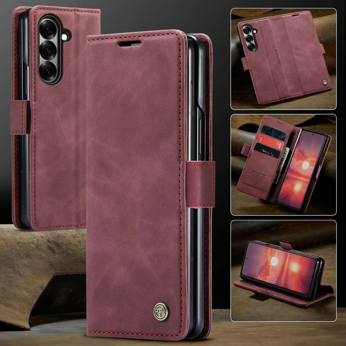For Samsung Galaxy Z Fold7 CaseMe 013 Multifunctional Horizontal Flip Leather Phone Case(Red)