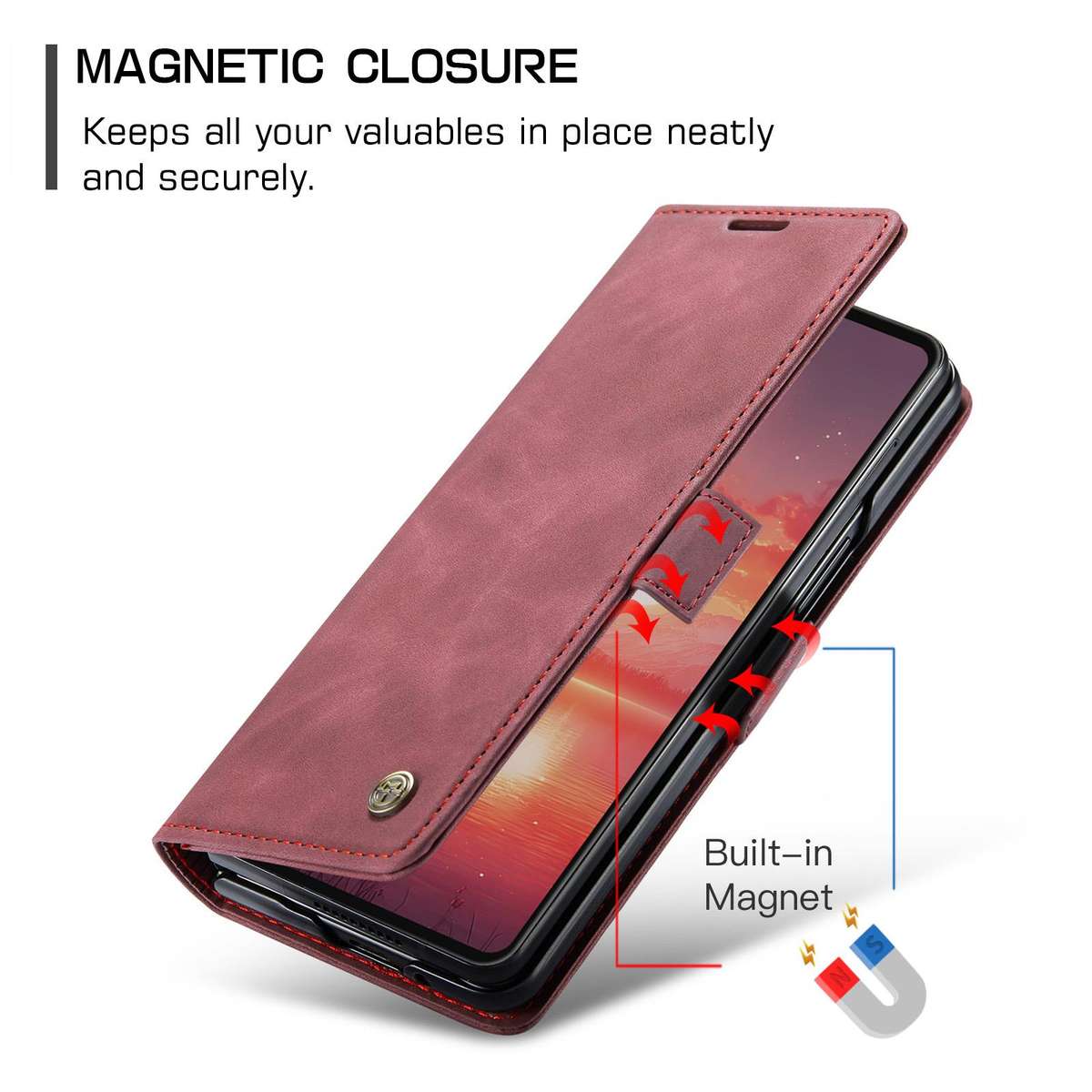 For Samsung Galaxy Z Fold7 CaseMe 013 Multifunctional Horizontal Flip Leather Phone Case(Red)