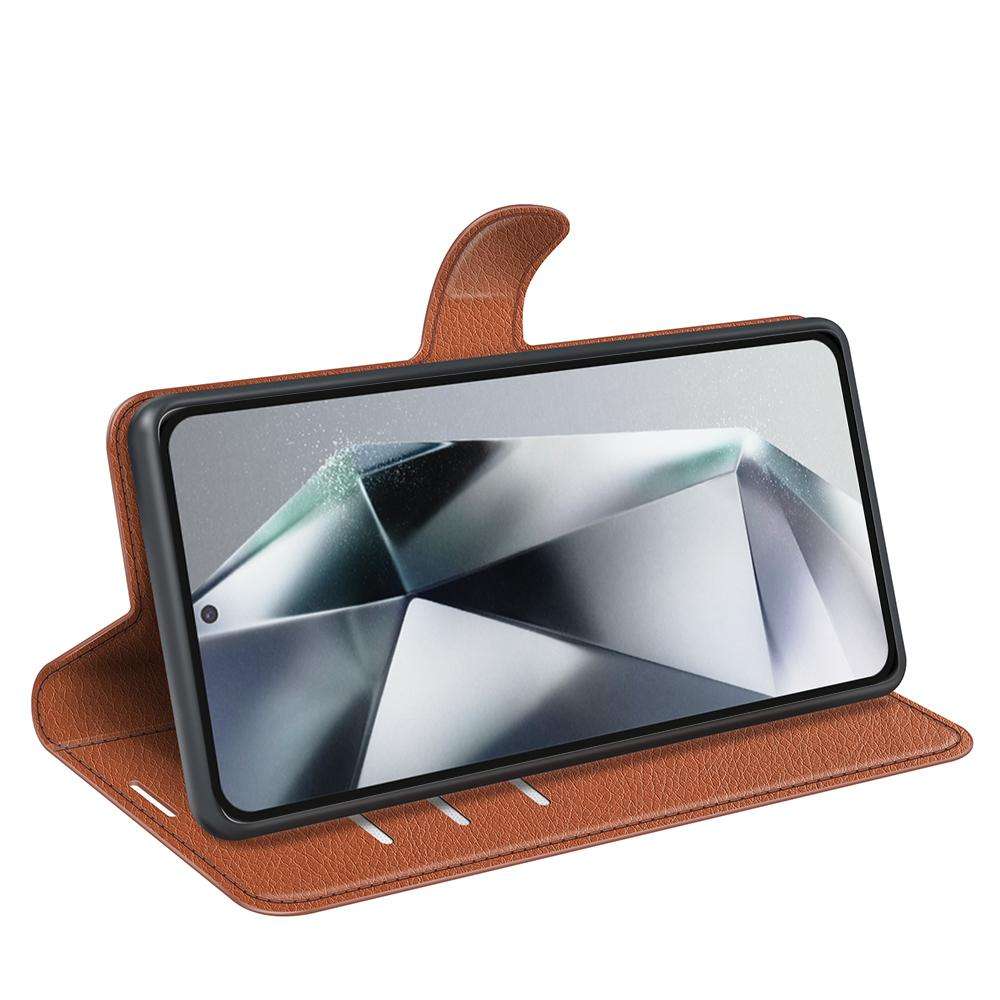 For Samsung Galaxy S25 Ultra 5G Litchi Texture Horizontal Flip Leather Phone Case with Holder(Brow