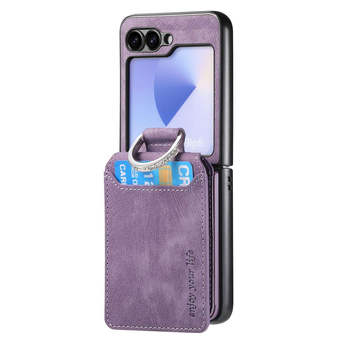 For Samsung Galaxy Z Flip5 5G Retro Leather Ring Vertical Flip Wallet Phone Case(Purple)