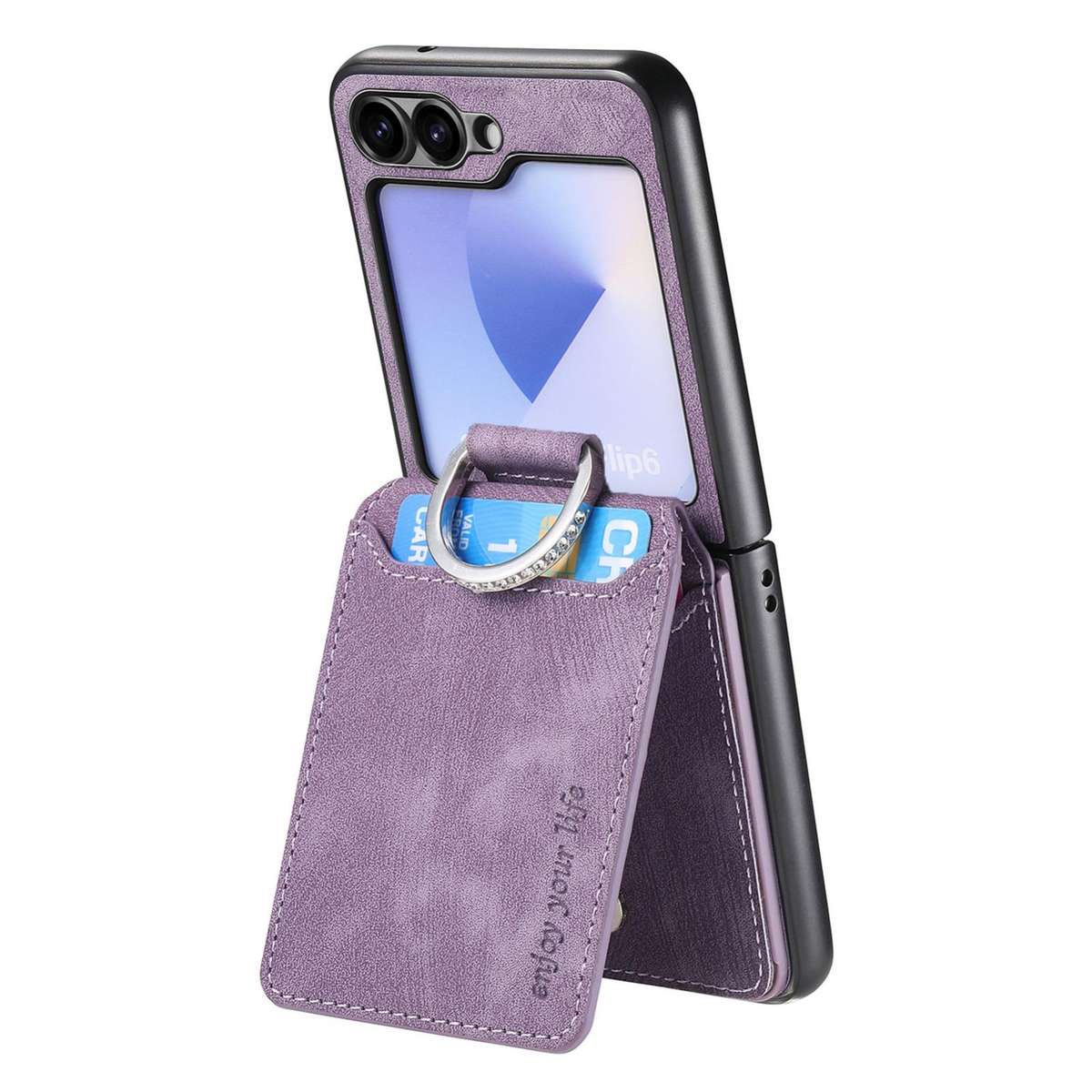 For Samsung Galaxy Z Flip5 5G Retro Leather Ring Vertical Flip Wallet Phone Case(Purple)