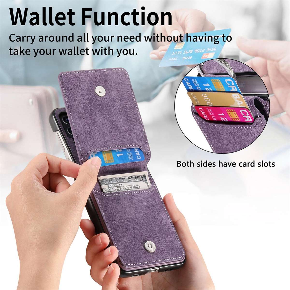 For Samsung Galaxy Z Flip5 5G Retro Leather Ring Vertical Flip Wallet Phone Case(Purple)