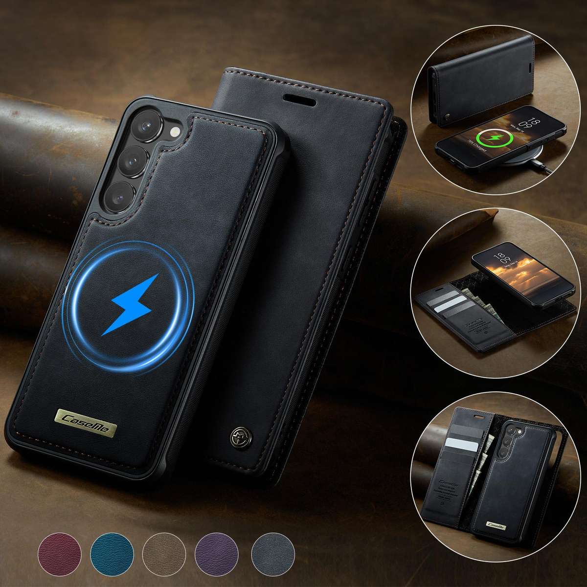 For Samsung Galaxy S23+ 5G CaseMe C49 Magnetic RFID Blocking Detachable Wallet Leather Phone Case(