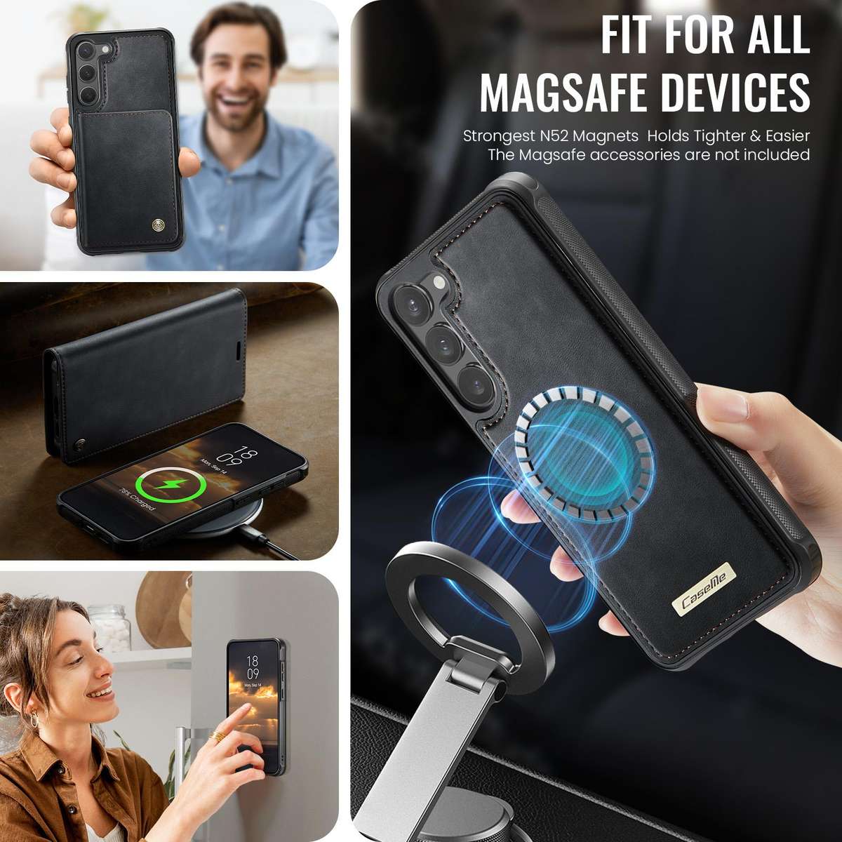 For Samsung Galaxy S23+ 5G CaseMe C49 Magnetic RFID Blocking Detachable Wallet Leather Phone Case(