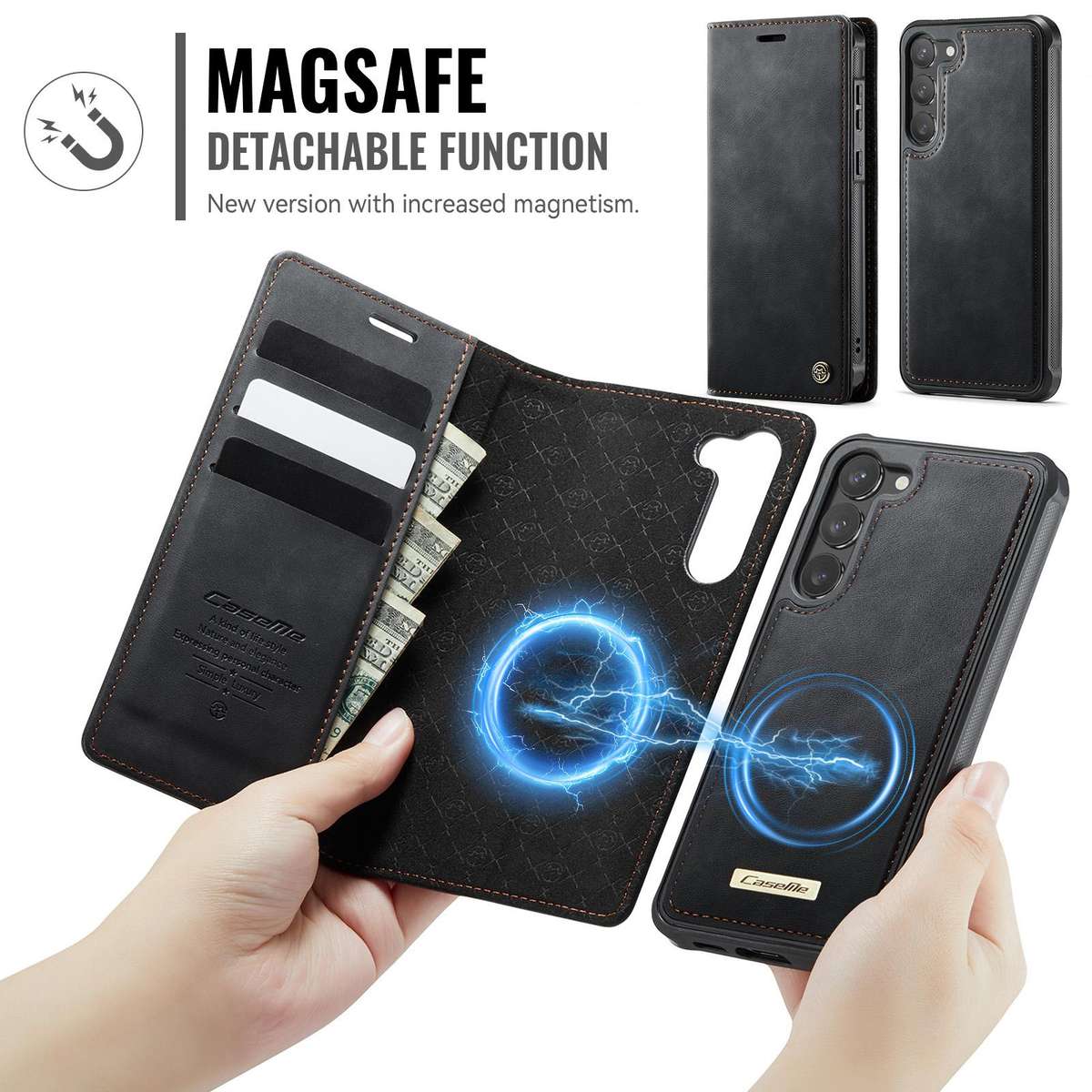 For Samsung Galaxy S23+ 5G CaseMe C49 Magnetic RFID Blocking Detachable Wallet Leather Phone Case(