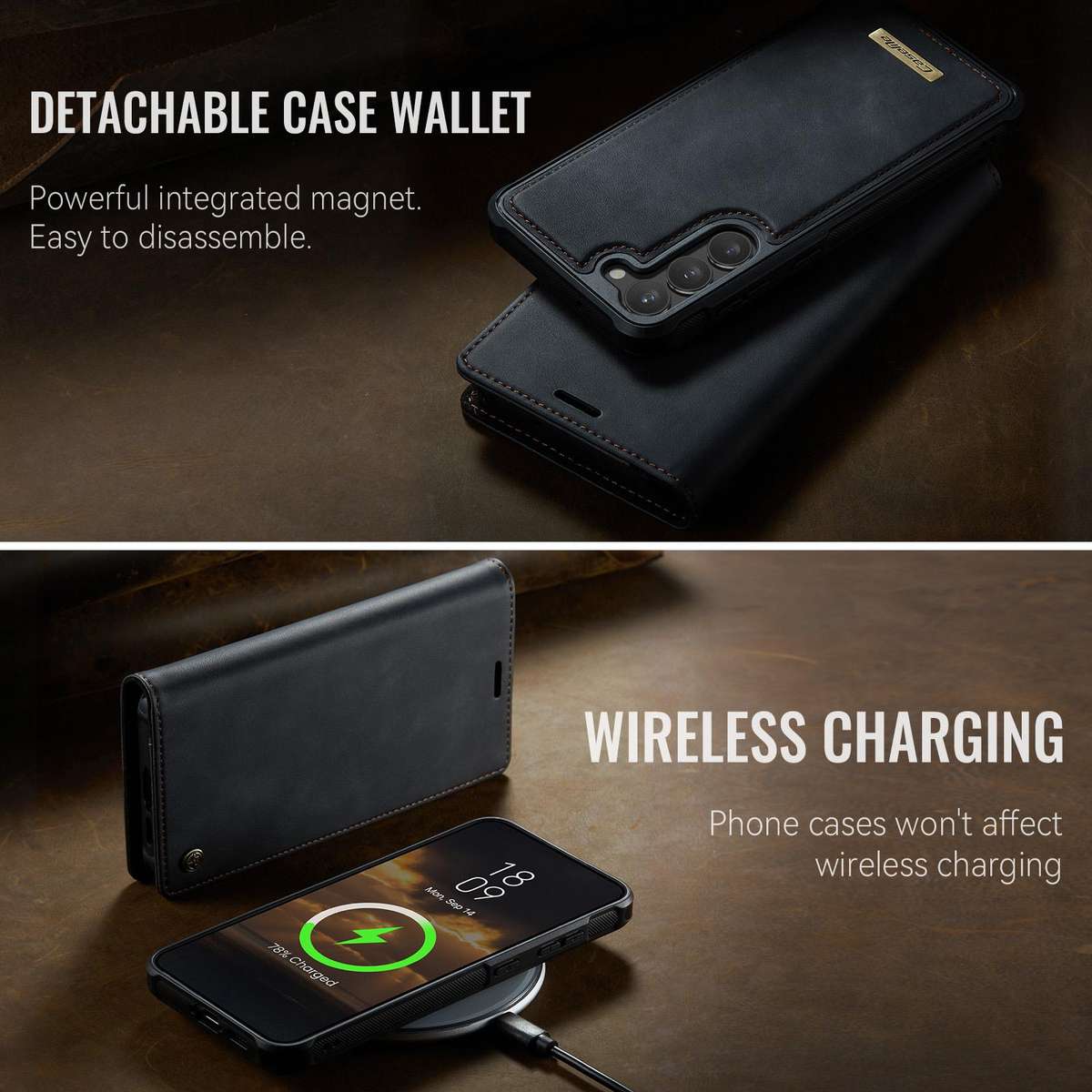 For Samsung Galaxy S23+ 5G CaseMe C49 Magnetic RFID Blocking Detachable Wallet Leather Phone Case(