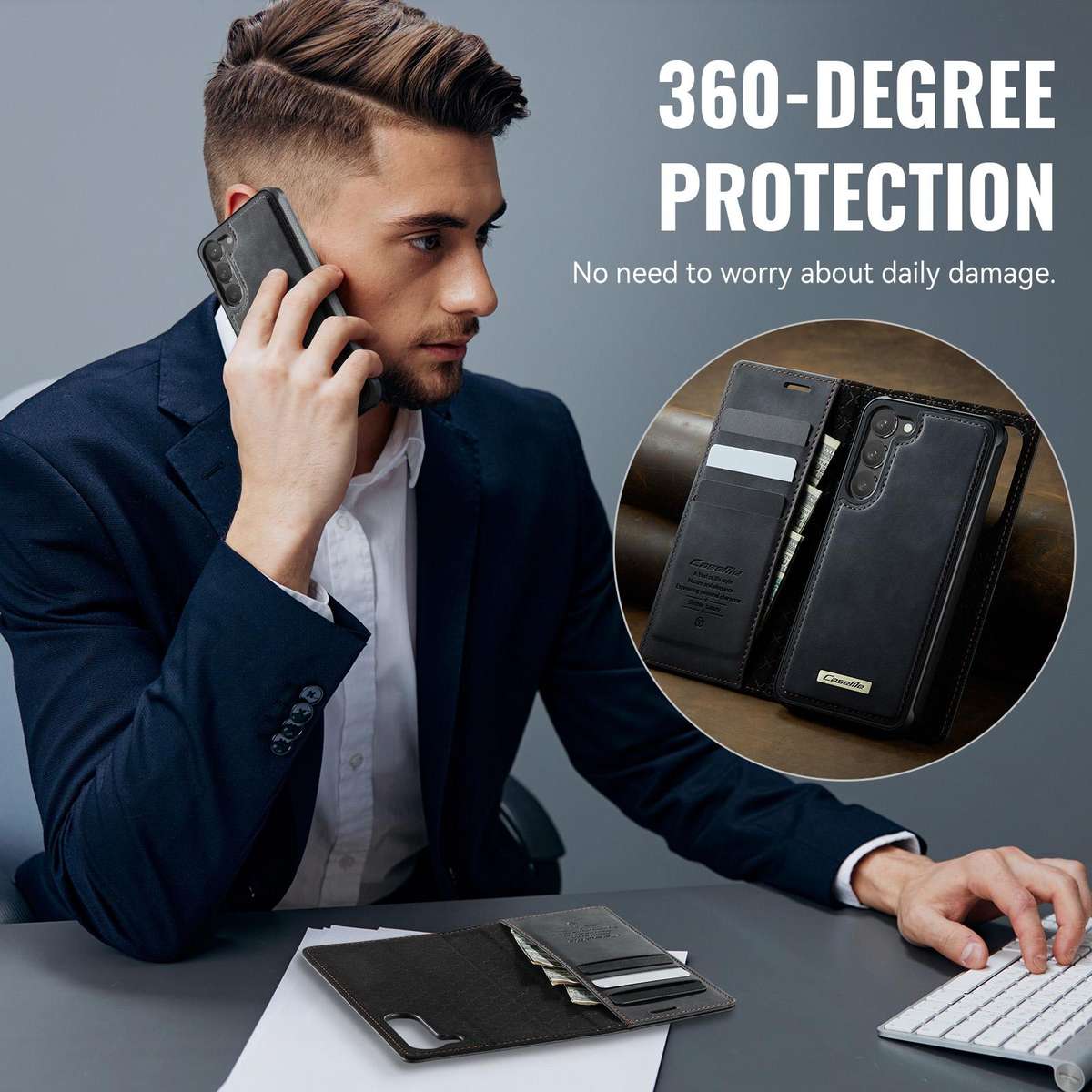 For Samsung Galaxy S23+ 5G CaseMe C49 Magnetic RFID Blocking Detachable Wallet Leather Phone Case(