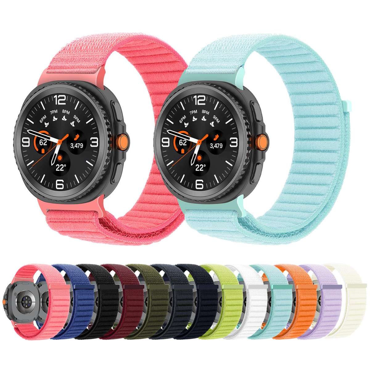 For Samsung Galaxy Watch8 / Watch8 Classic Same Color Wave Texture Braided Nylon Loop Watch Band(D