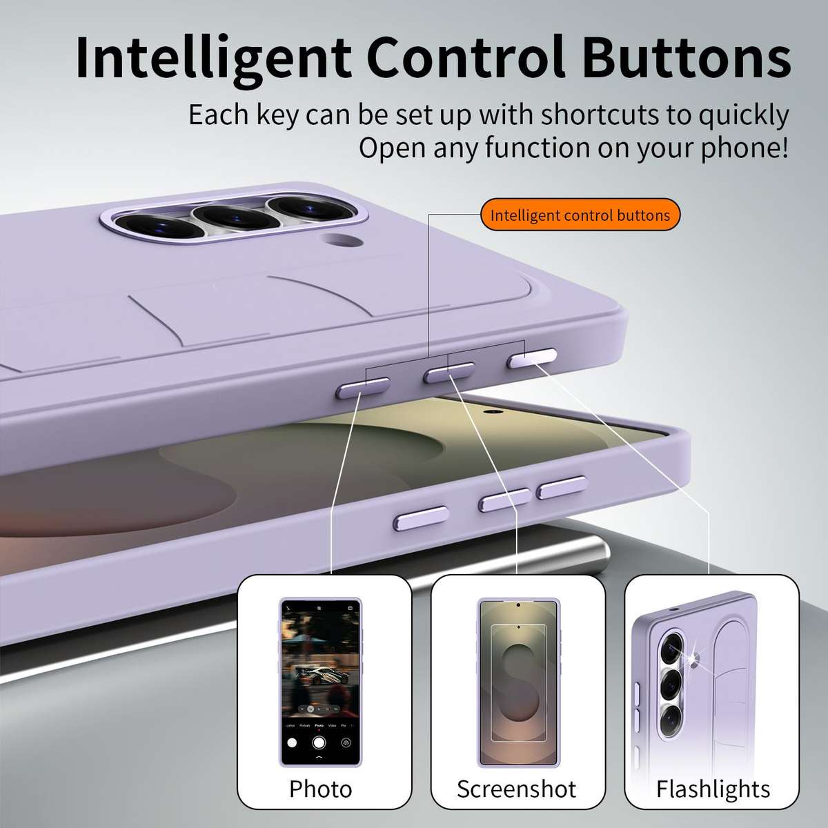 For Samsung Galaxy S25 5G Intelligent Control Button Wristband Phone Case(Lola Purple)
