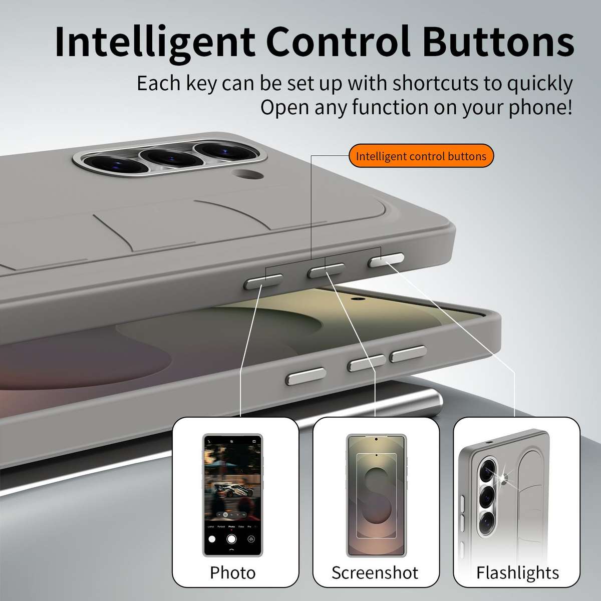 For Samsung Galaxy S25 FE 5G Intelligent Control Button Wristband Phone Case(Titanium Gunmetal)