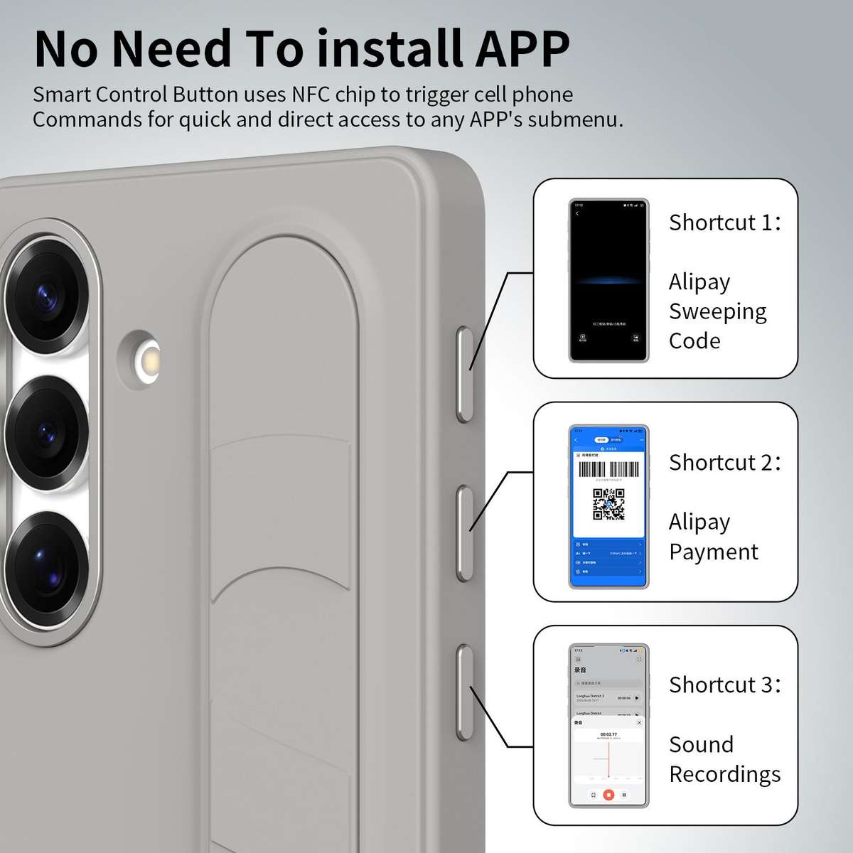 For Samsung Galaxy S25 FE 5G Intelligent Control Button Wristband Phone Case(Titanium Gunmetal)
