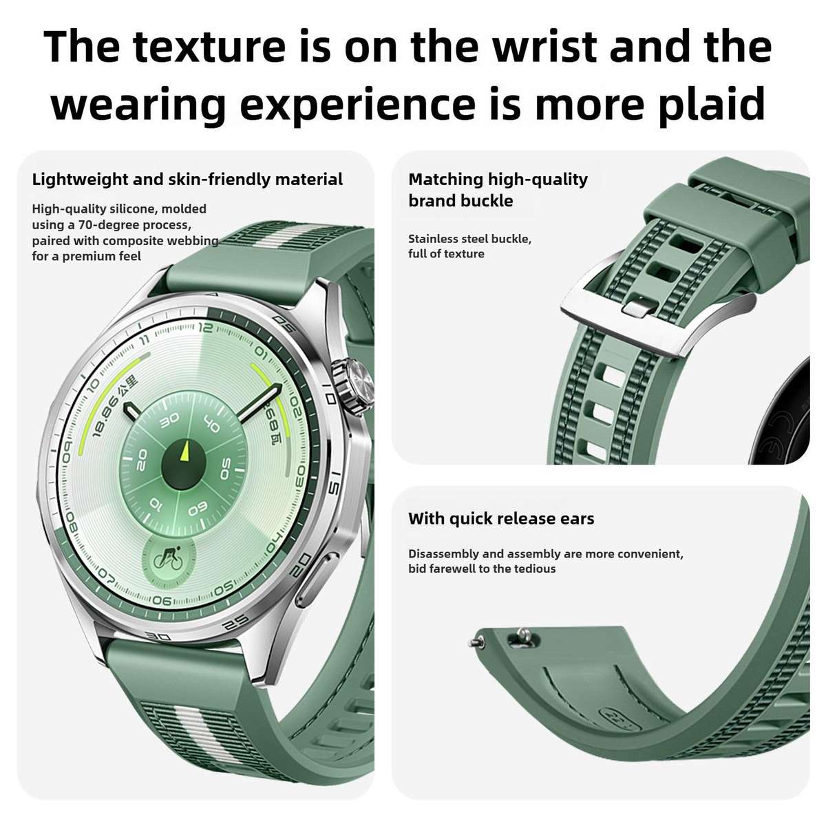 For Huawei Watch GT 6 46mm Braid Nylon Hybrid Silicone Watch Band(Black)