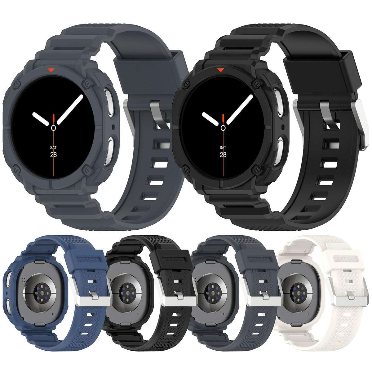 For Samsung Galaxy Watch8 44mm Solid Color Watch Shell Integrated TPU Watch Band(Platinum Grey)