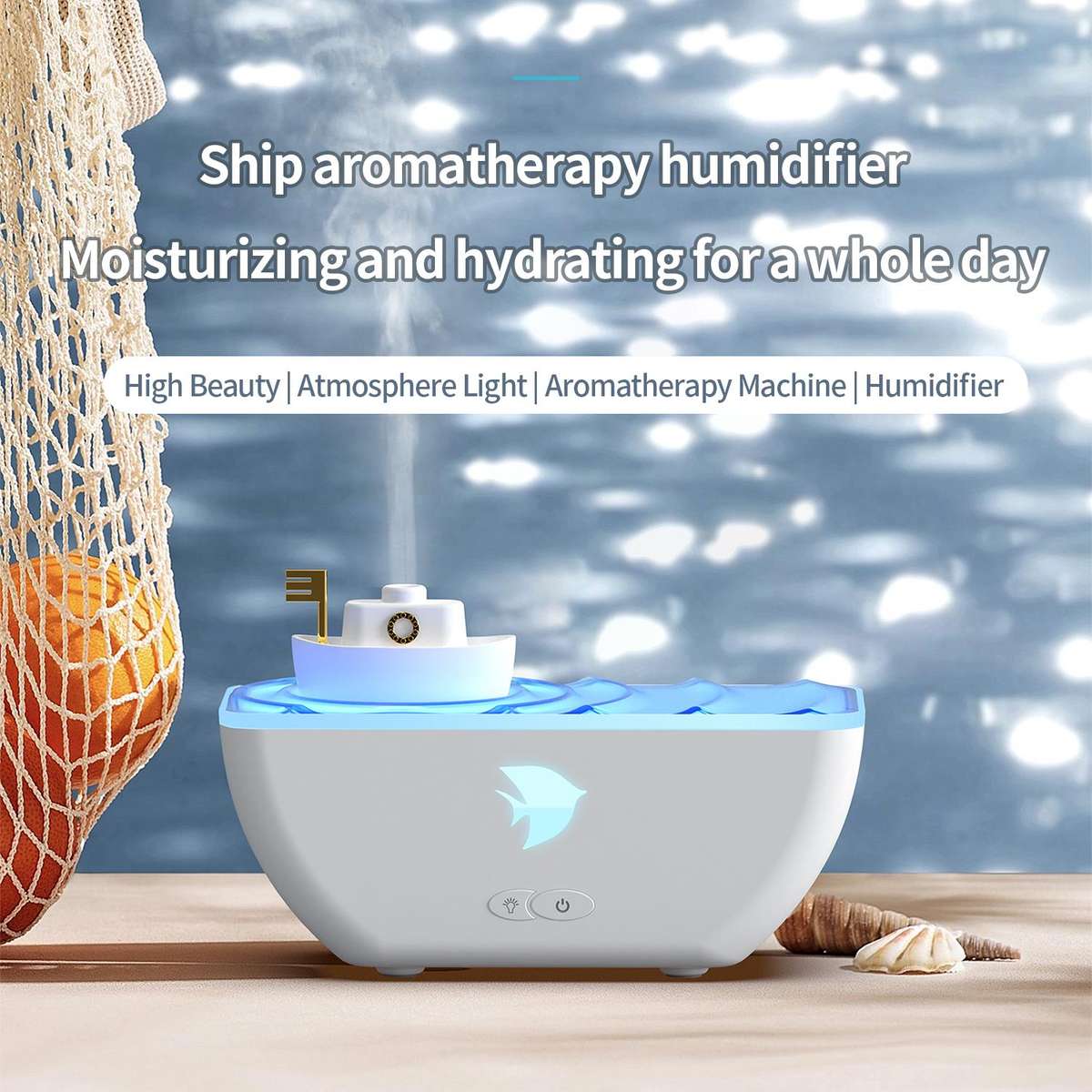 Ultrasonic Humidifier Creative Little Boat Aromatherapy Diffuser(White)