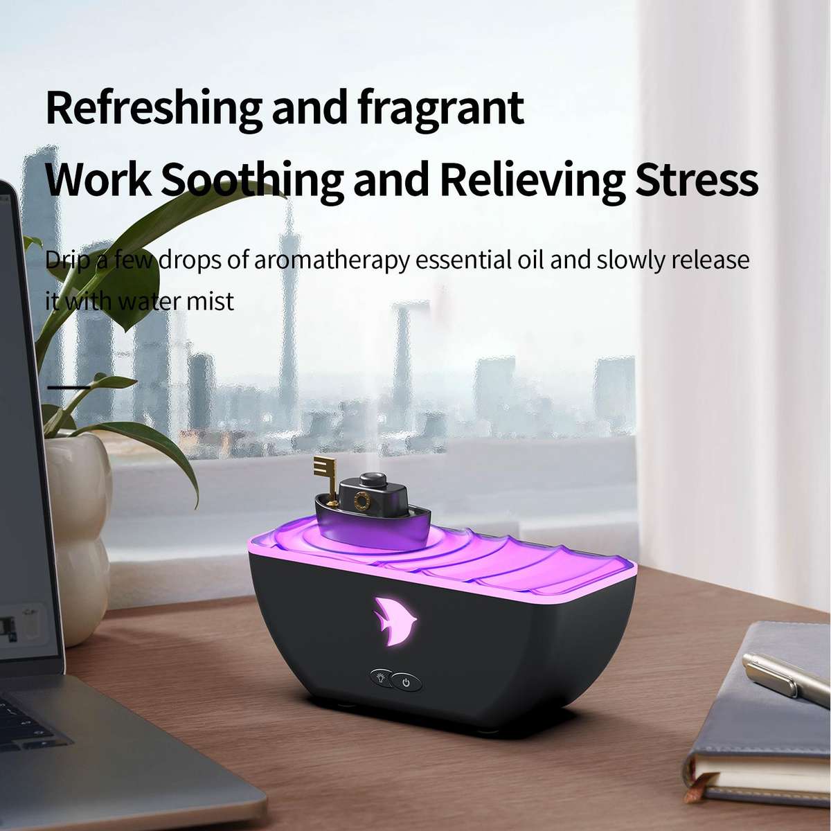 Ultrasonic Humidifier Creative Little Boat Aromatherapy Diffuser(White)