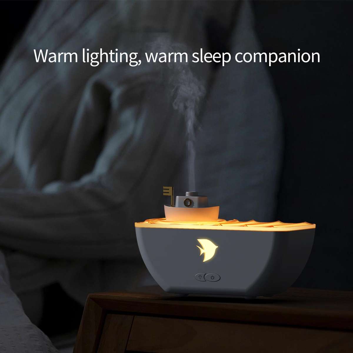 Ultrasonic Humidifier Creative Little Boat Aromatherapy Diffuser(White)