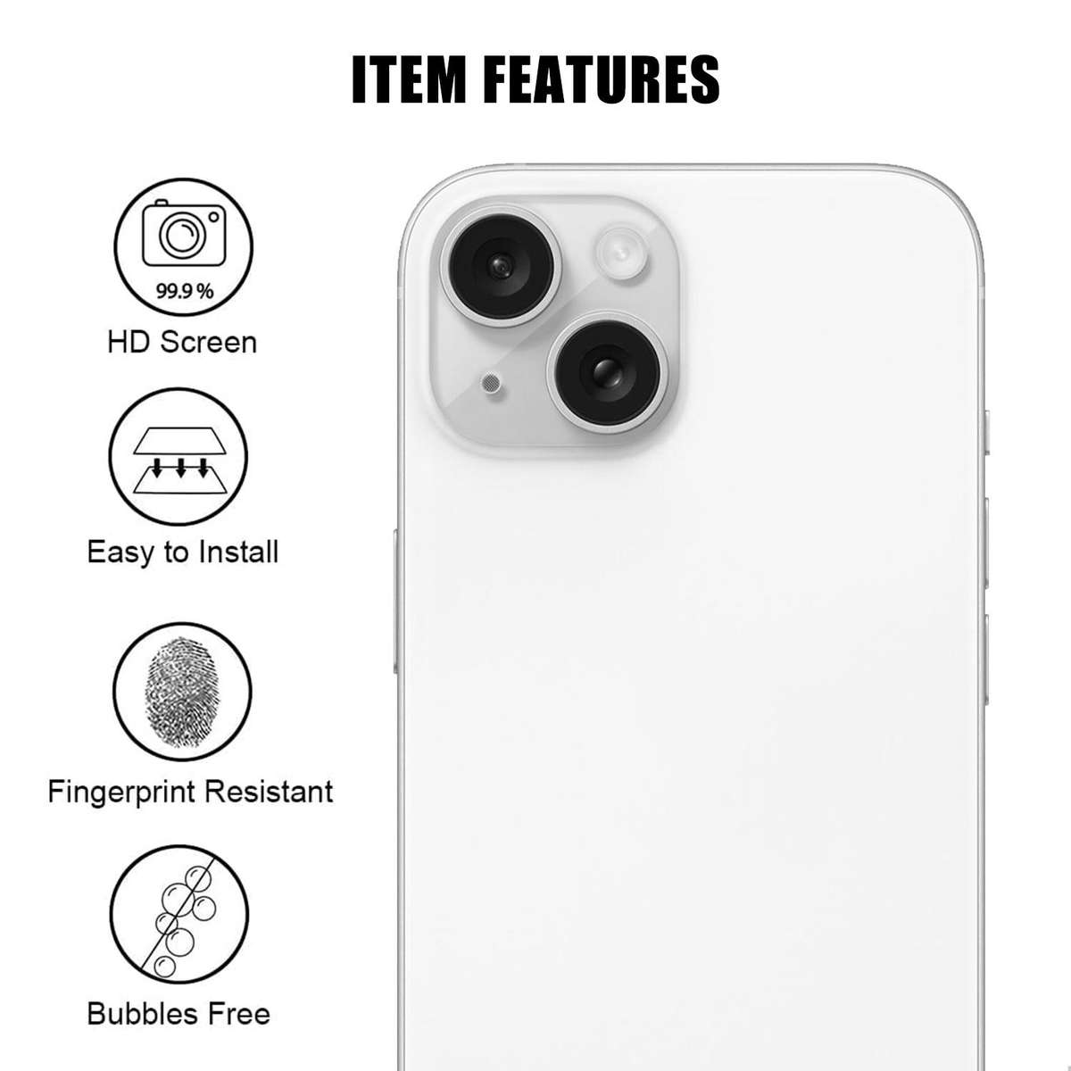 For iPhone 14 / 14 Plus Kalebol Transparent HD Anti-Fingerprint AR Integrated Camera Lens Tempered