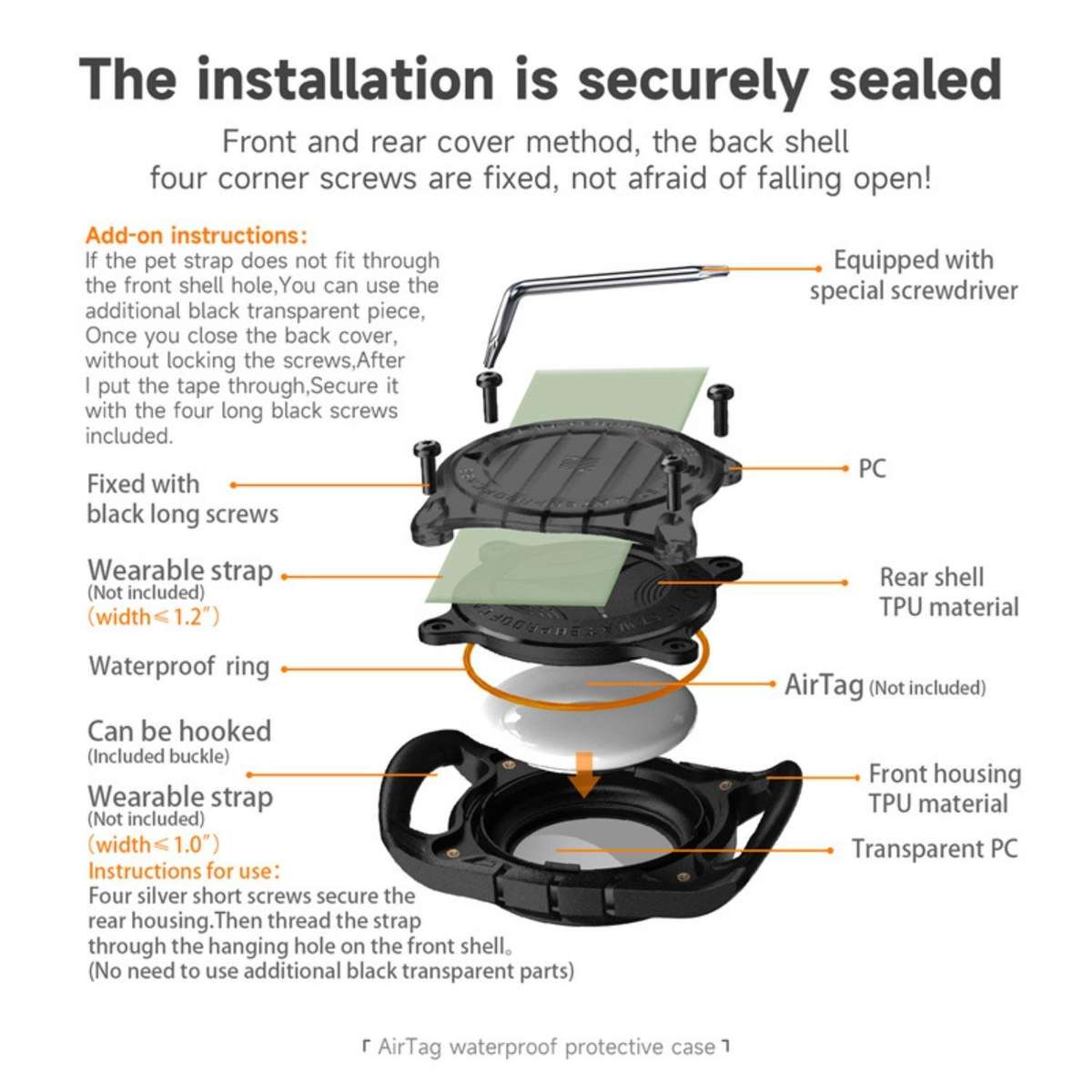 For AirTag 2nd Gen / AirTag 1st Gen Seal IP7 Waterproof Shockproof Anti-Loss Tracker Protective Co