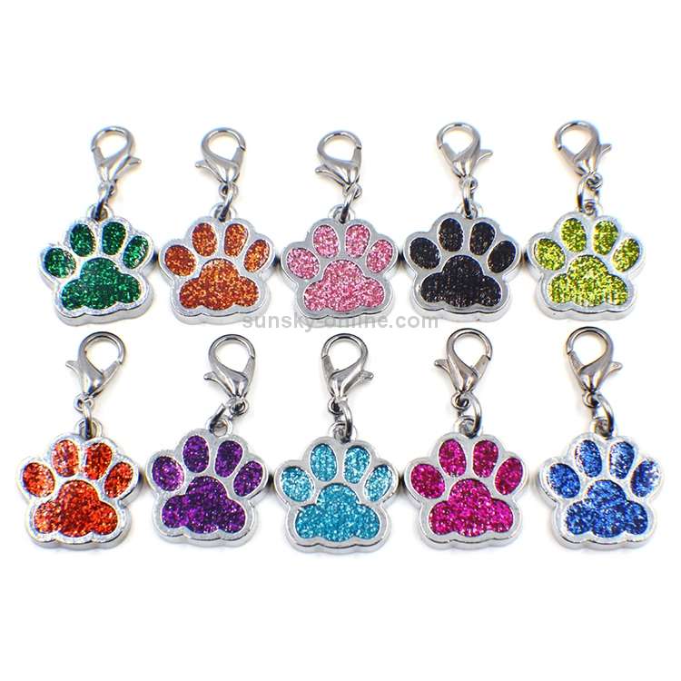 10 PCS Enamel Cat Dog Bear Paw Prints Key Chain Jewelry Making(Color Mixing)