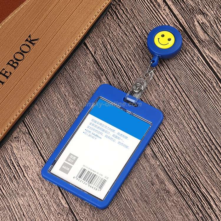 2 PCS ID Easy-to-pull Buckle Smiling Face Holder Name Tag Card Key Badge Retractable Holder Belt C