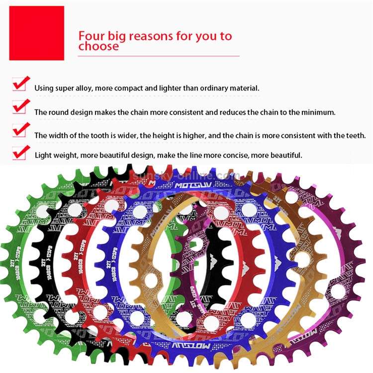 MOTSUV Narrow Wide Chainring MTB Bicycle 104BCD Tooth Plate Parts(Black)