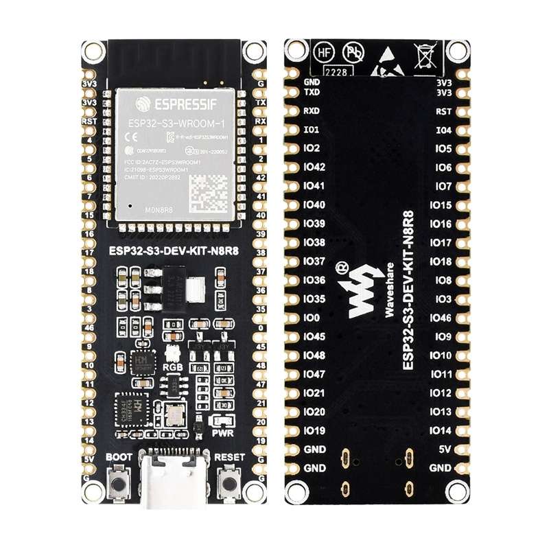 Waveshare ESP32-S3 Microcontroller 2.4GHz Wi-Fi Development Board ESP32-S3-WROOM-1-N8R8 Module Sta