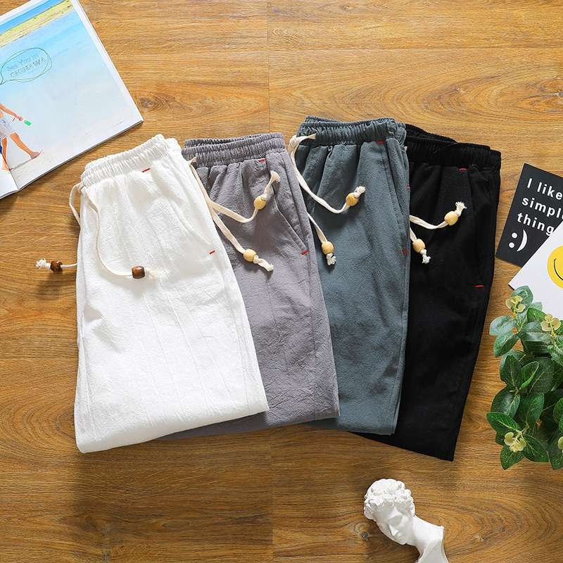 Casual Loose Cotton Linen Five-point Shorts, Size: XXL(Dark Green)