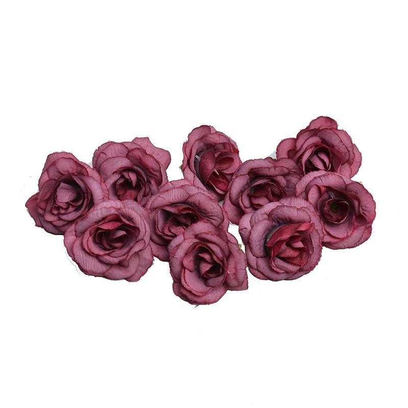 10 Sets 4cm Artificial Flower Silk Rose Flower Head for Wedding Party Home Decoration(Red)