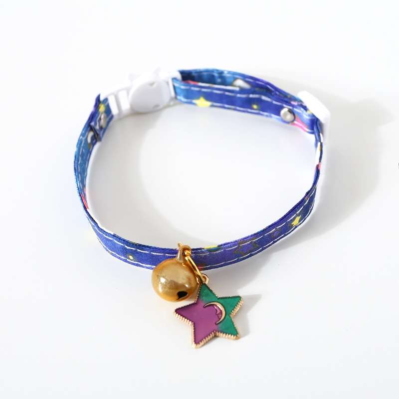 Adjustable Cat Dog Rabbit Safety Buckle Collar Pet Accessories, Size:S 17-32cm, Style:Star(Blue)