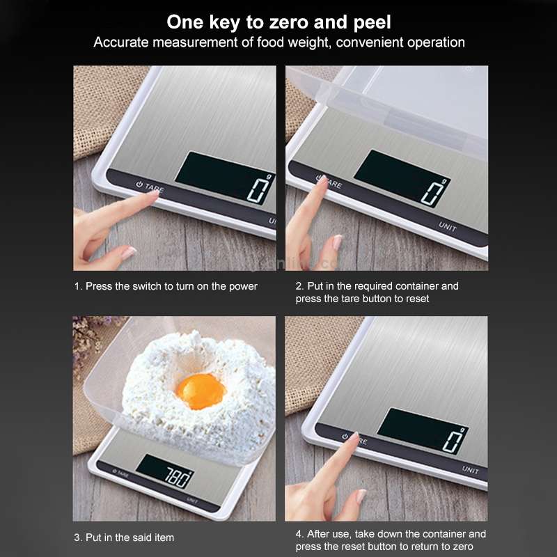 5kg/1g Stainless Steel Kitchen Scale Household Food Electronic Scale(White)