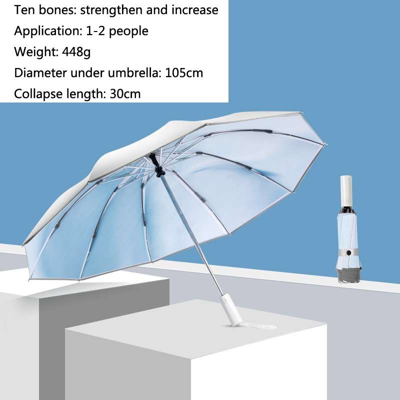 3021 Automatic Rain And Sun Dual-Purpose Umbrella Sun-Proof And Anti-Rebound Folding Umbrella(Ligh