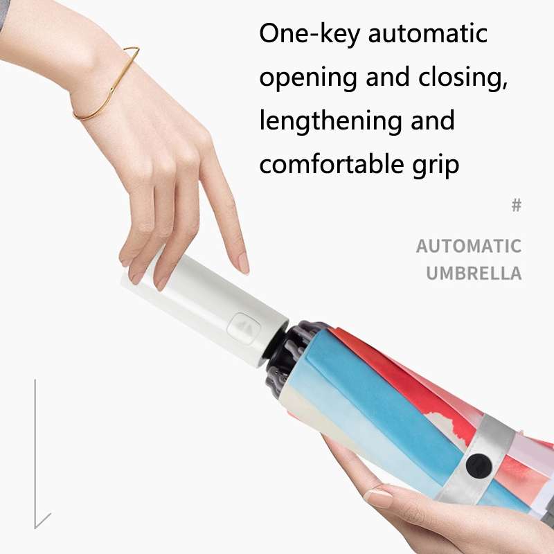 3021 Automatic Rain And Sun Dual-Purpose Umbrella Sun-Proof And Anti-Rebound Folding Umbrella(Illu