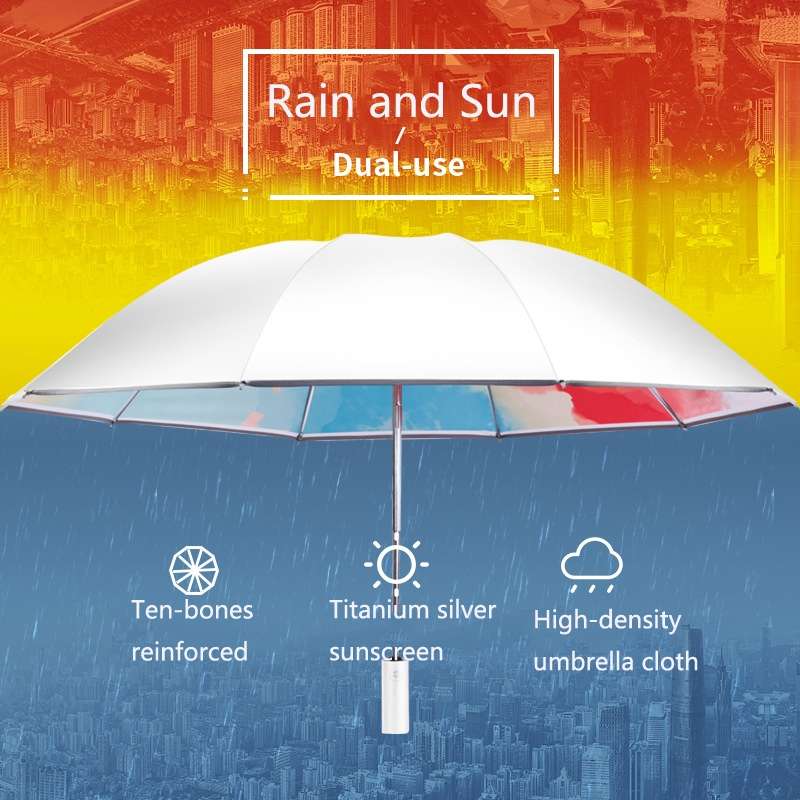 3021 Automatic Rain And Sun Dual-Purpose Umbrella Sun-Proof And Anti-Rebound Folding Umbrella(Illu