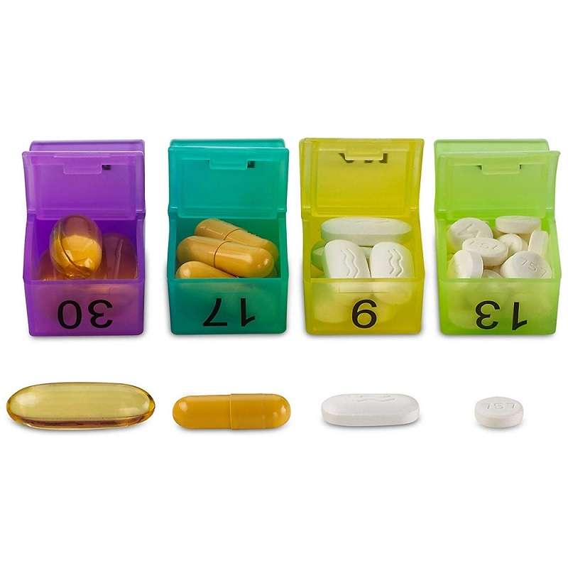 One Month Use 31-Compartment Plastic Colorful Pill Box Family Independent Pill Storage Box(20.5x10
