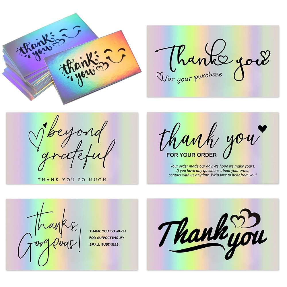 50 Sheets /Pack Laser Rainbow Thank You Card Gift Wrapping Thank You Card(L14)