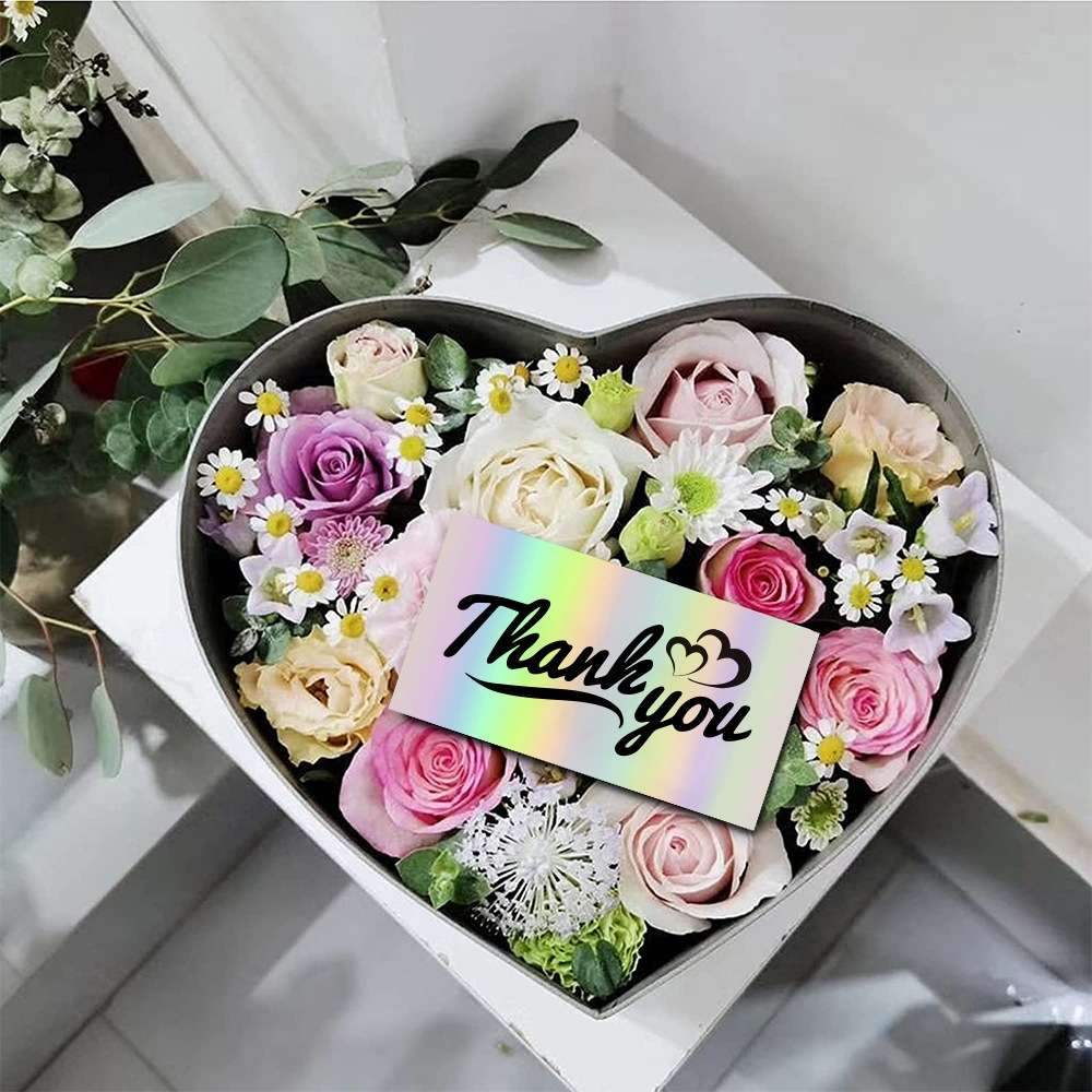 50 Sheets /Pack Laser Rainbow Thank You Card Gift Wrapping Thank You Card(L14)