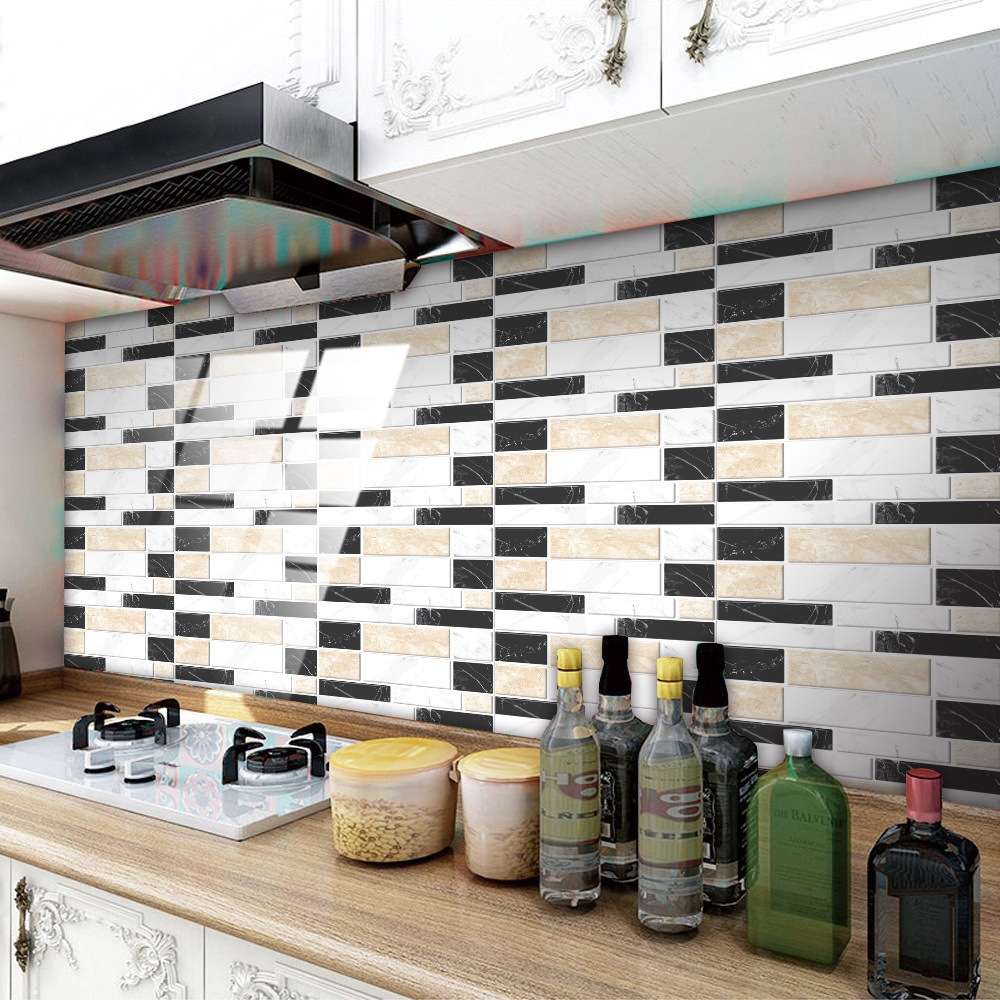 12 PCS 10 x 20cm Brick Pattern Crystal Film Glossy Tile Sticker Floor Sticker(KIt023)
