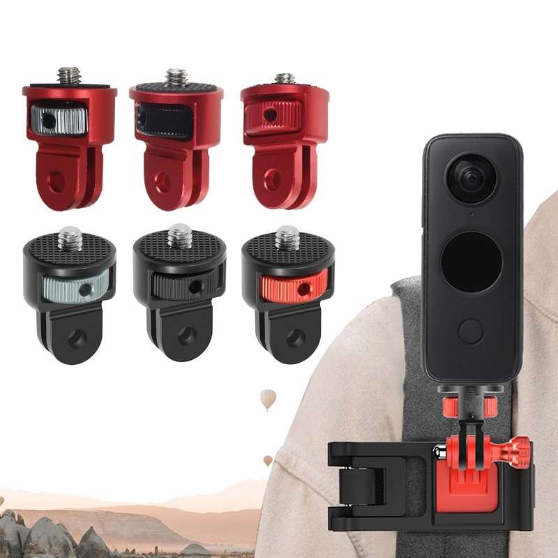 1/4 Inch Screw Converter Tripod Adapter for Sport Camera(Black and Red)