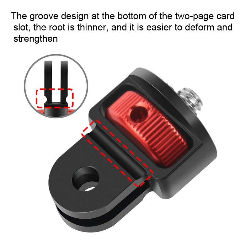1/4 Inch Screw Converter Tripod Adapter for Sport Camera(Black and Red)