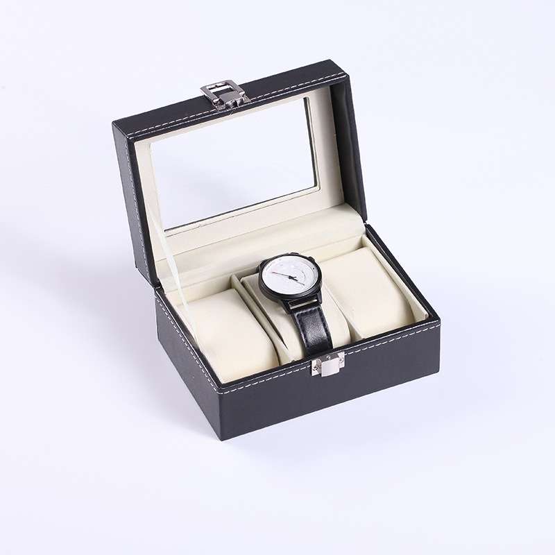 3 Bit PU Leather Watch Storage Box Display Box(Black)