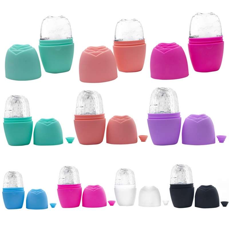 2pcs L-03-01 Face Ice Apparatus Massage Ice Roller Beauty Makeup Silicone Face Ice Tray(Blue With
