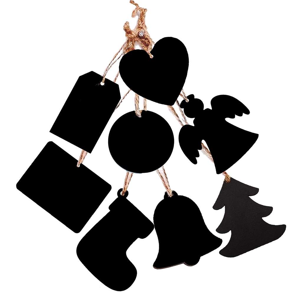 10pcs/Set Mini Hanging Wooden Message Board Home Holiday Decor Lanyard Chalkboard(Bell)