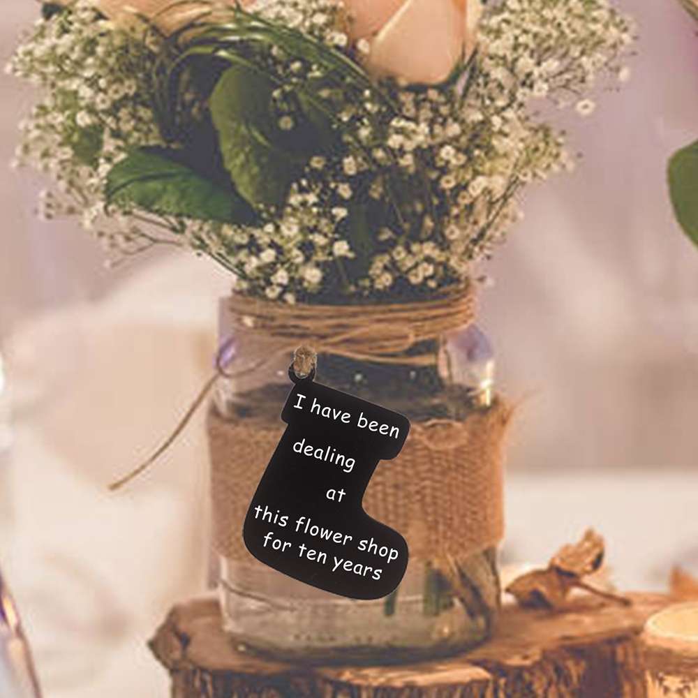 10pcs/Set Mini Hanging Wooden Message Board Home Holiday Decor Lanyard Chalkboard(Bell)