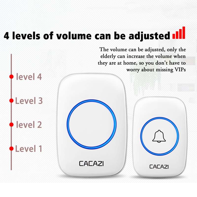 CACAZI A10DC 1 To 2 Battery Type Home Smart Waterproof Electronic Wireless Doorbell(White)