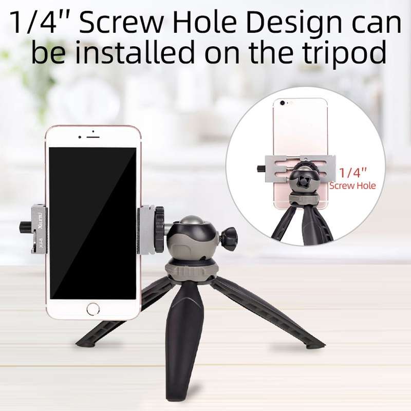 XILETU XJ-8 Aluminum Alloy Camera Head Tripod Mobile Phone Clip(Black)