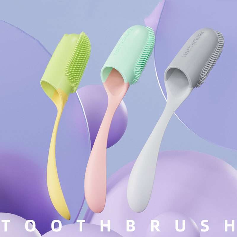 Pets Finger Toothbrush With Handle Dogs And Cats Oral Cleaning Tools(Yellow)