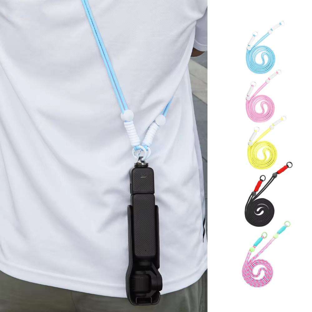 BRDRC Camera Strap Crossbody Lanyard With 1/4 inch Screw Anti-loss Rope Accessory(Light Blue White