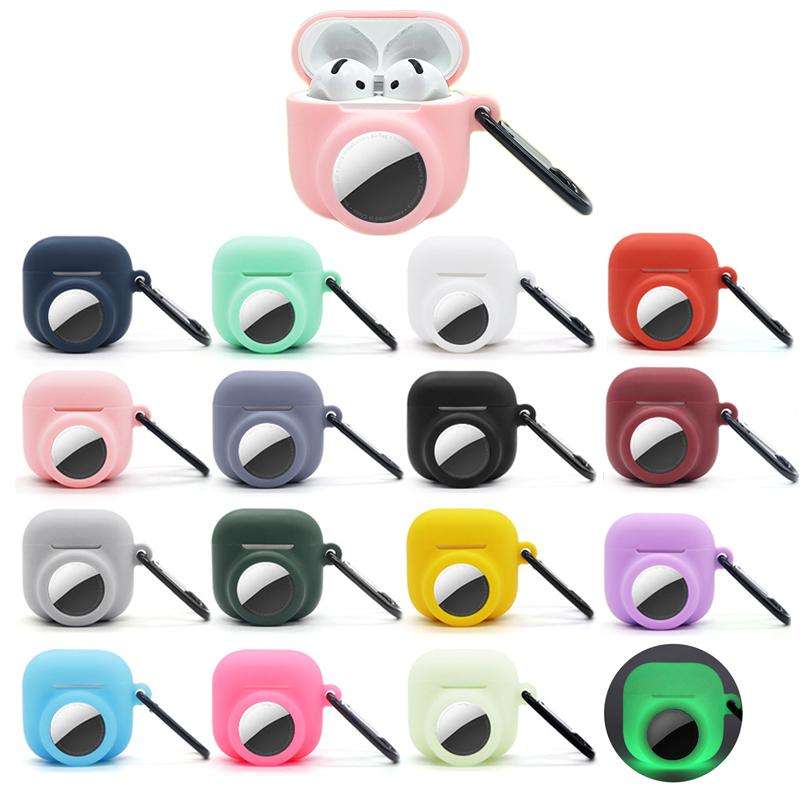 For AirPods 4 / AirTag 2 In 1 Silicone Earphone Protective Case Full Cover Anti-scratch Case(White