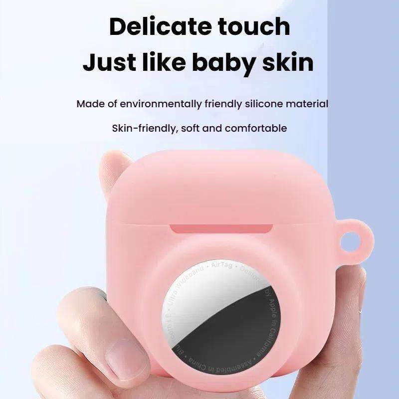 For AirPods 4 / AirTag 2 In 1 Silicone Earphone Protective Case Full Cover Anti-scratch Case(White