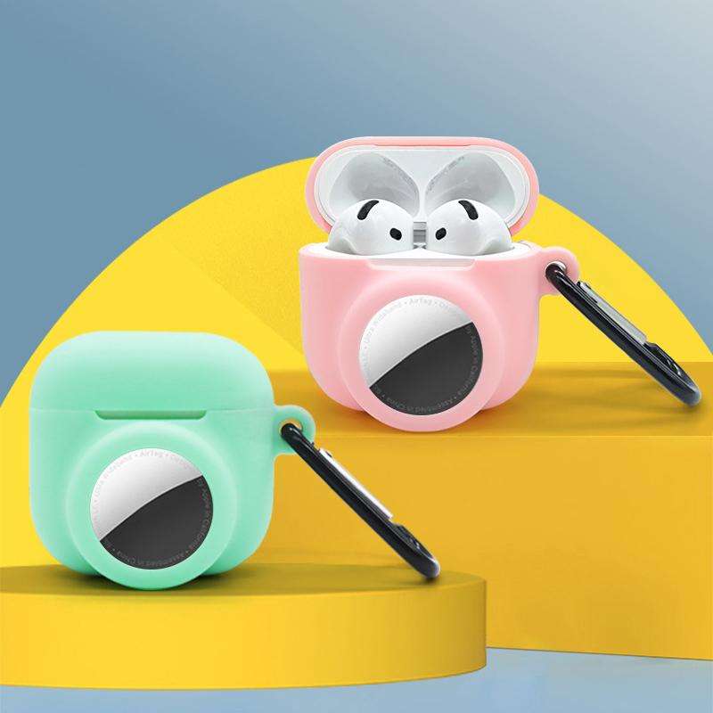 For AirPods 4 / AirTag 2 In 1 Silicone Earphone Protective Case Full Cover Anti-scratch Case(White